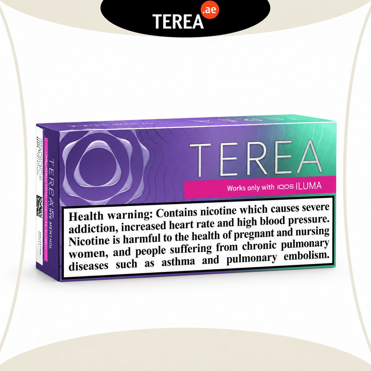 IQOS TEREA Purple Wave Menthol Italy purple heated tobacco stick pack for IQOS ILUMA on white background