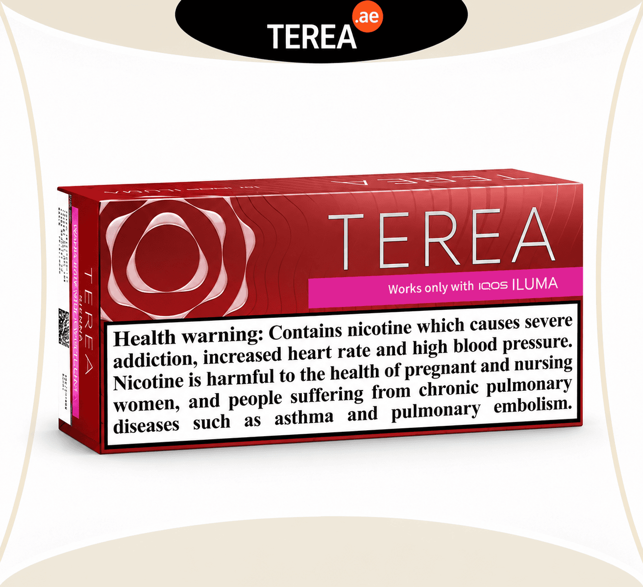 IQOS TEREA Sienna Italy deep red tobacco stick pack for IQOS ILUMA with nicotine warning